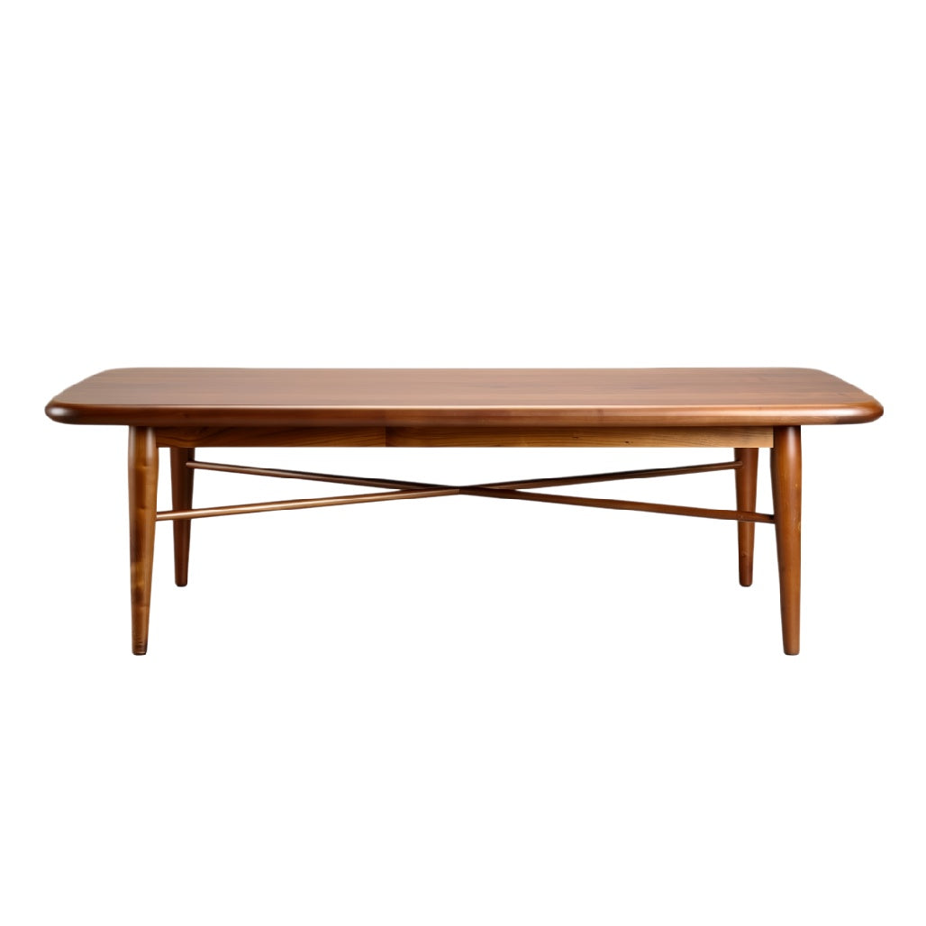 **Technische titel in het Nederlands:** **Elegante houten salontafel met kruisframe**