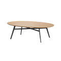 **Technische Titel in het Nederlands:** **Ovalen houten tafel met metalen poten**